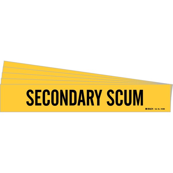SECONDARY SCUM Pipe Marker Style 1 Black on Yellow 1 per Card, 5 PK
